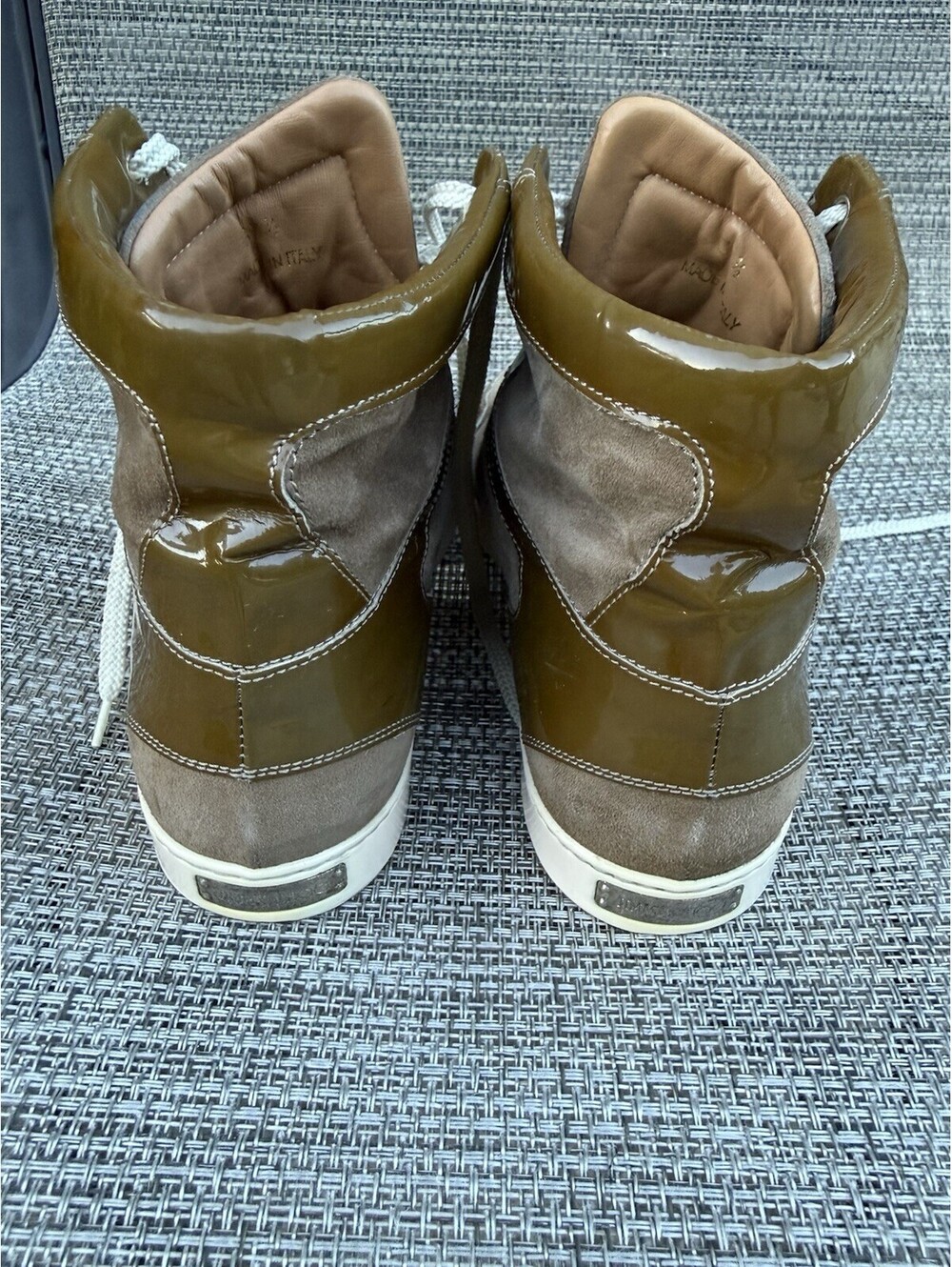 Jimmy Choo Tokyo High Top Suede Patent Leather Sneaker Women's Sz 37.5 /US 7.5-8 - Picture 6 of 16